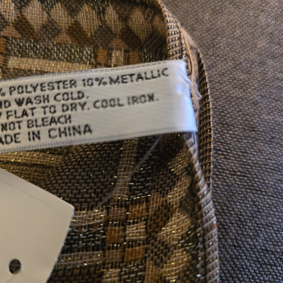 Accessory Street Gold Metallic/Brown Elegant Floral Check Long Scarf - Picture 9 of 12